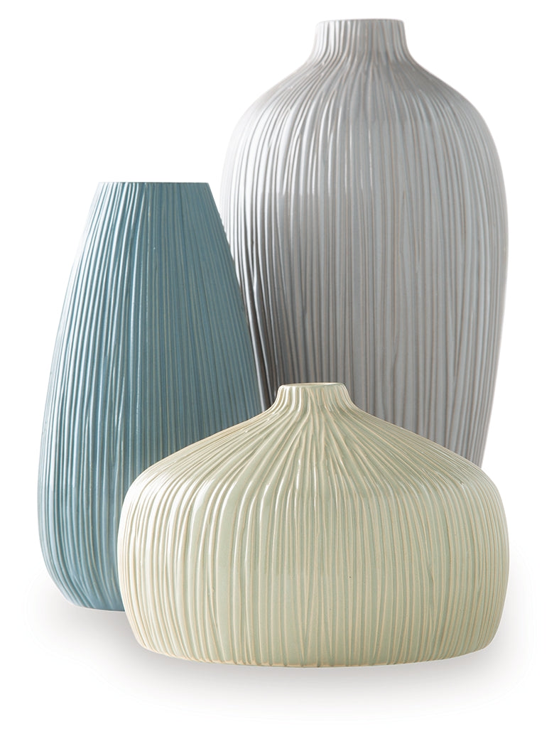 Eiderman Gray/Blue/Green Vase (Set of 3)