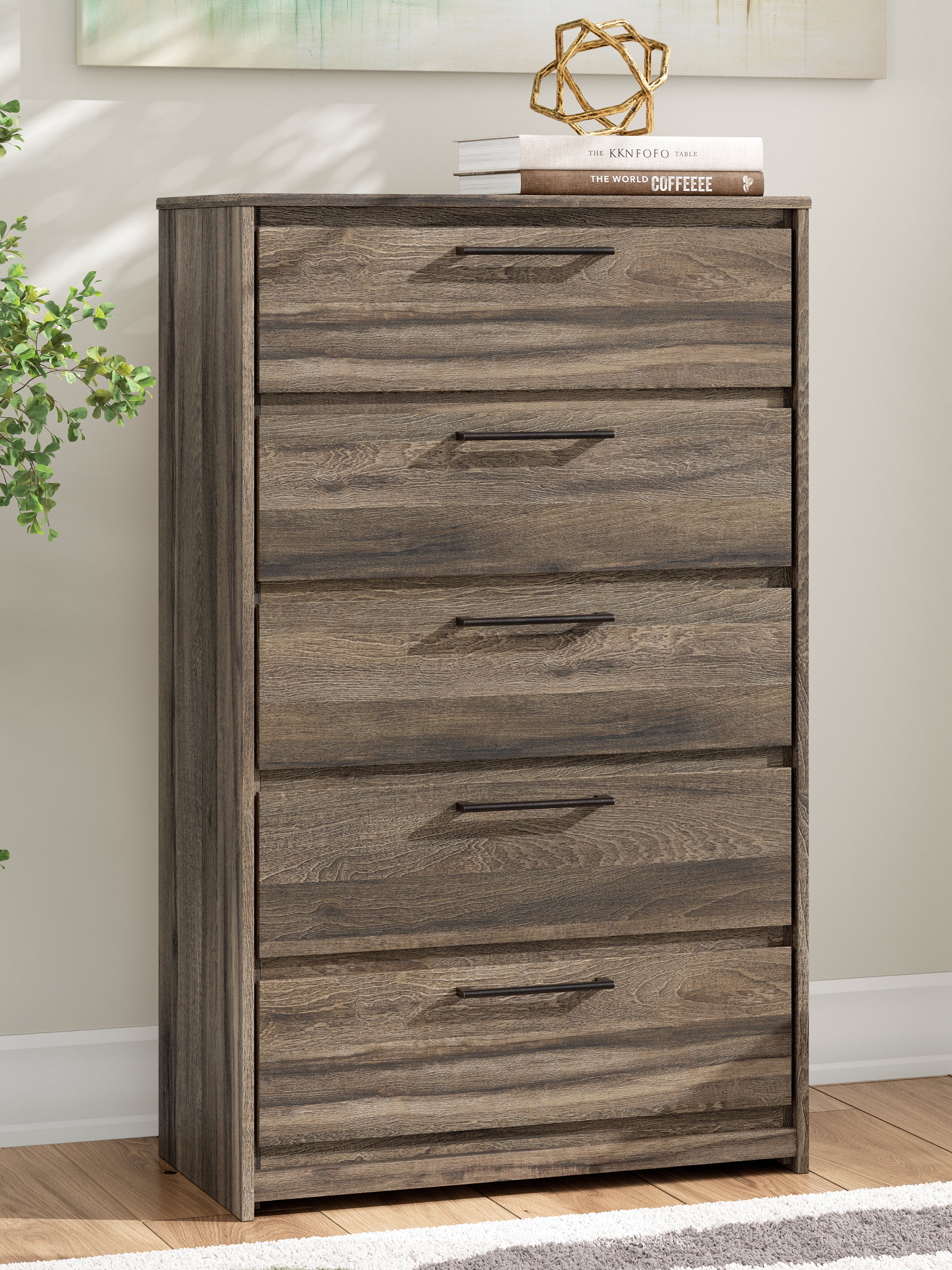 Elbrim Brown Five Drawer Chest