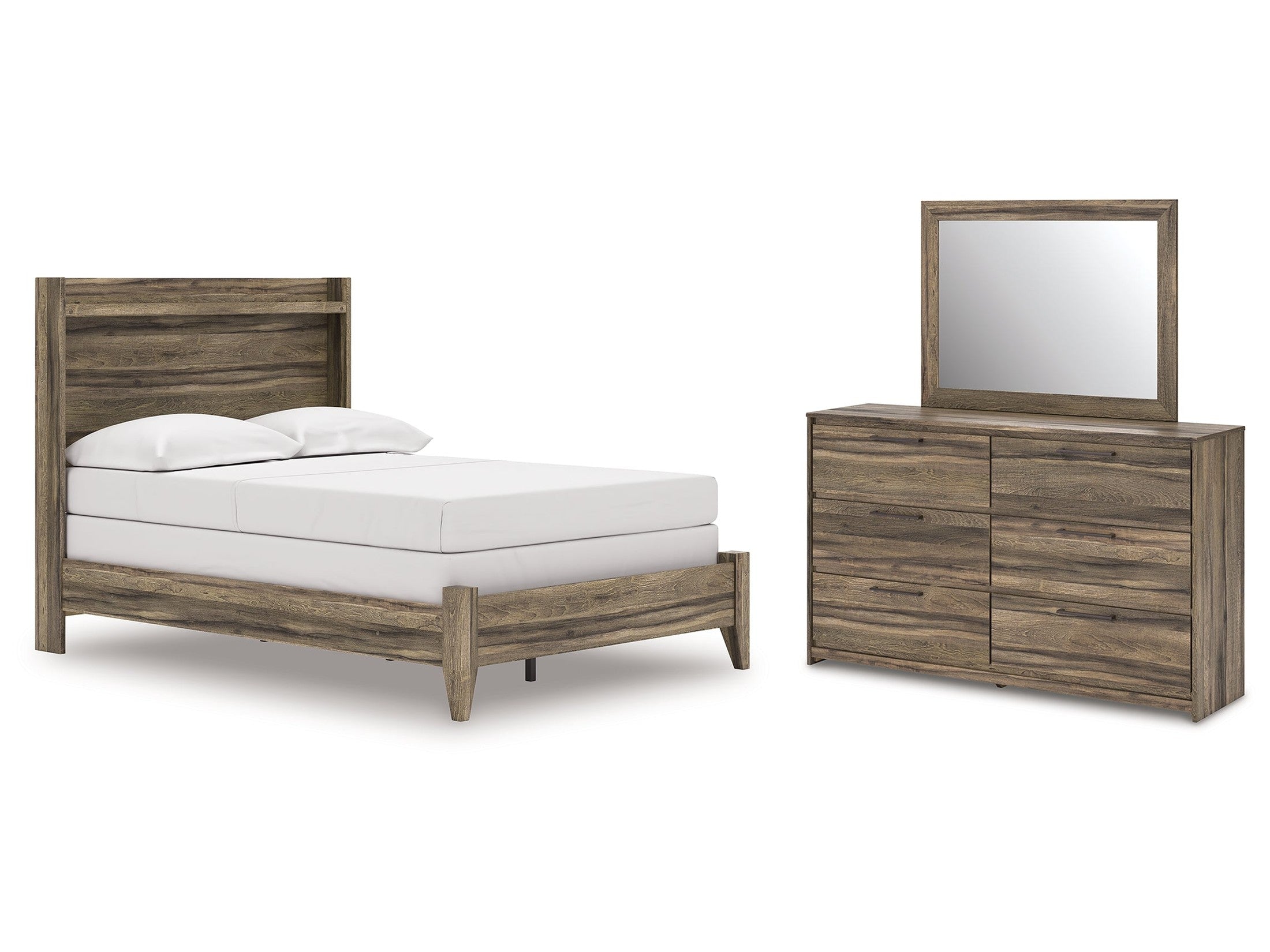 Elbrim Brown Full Panel Bed, Dresser and Mirror