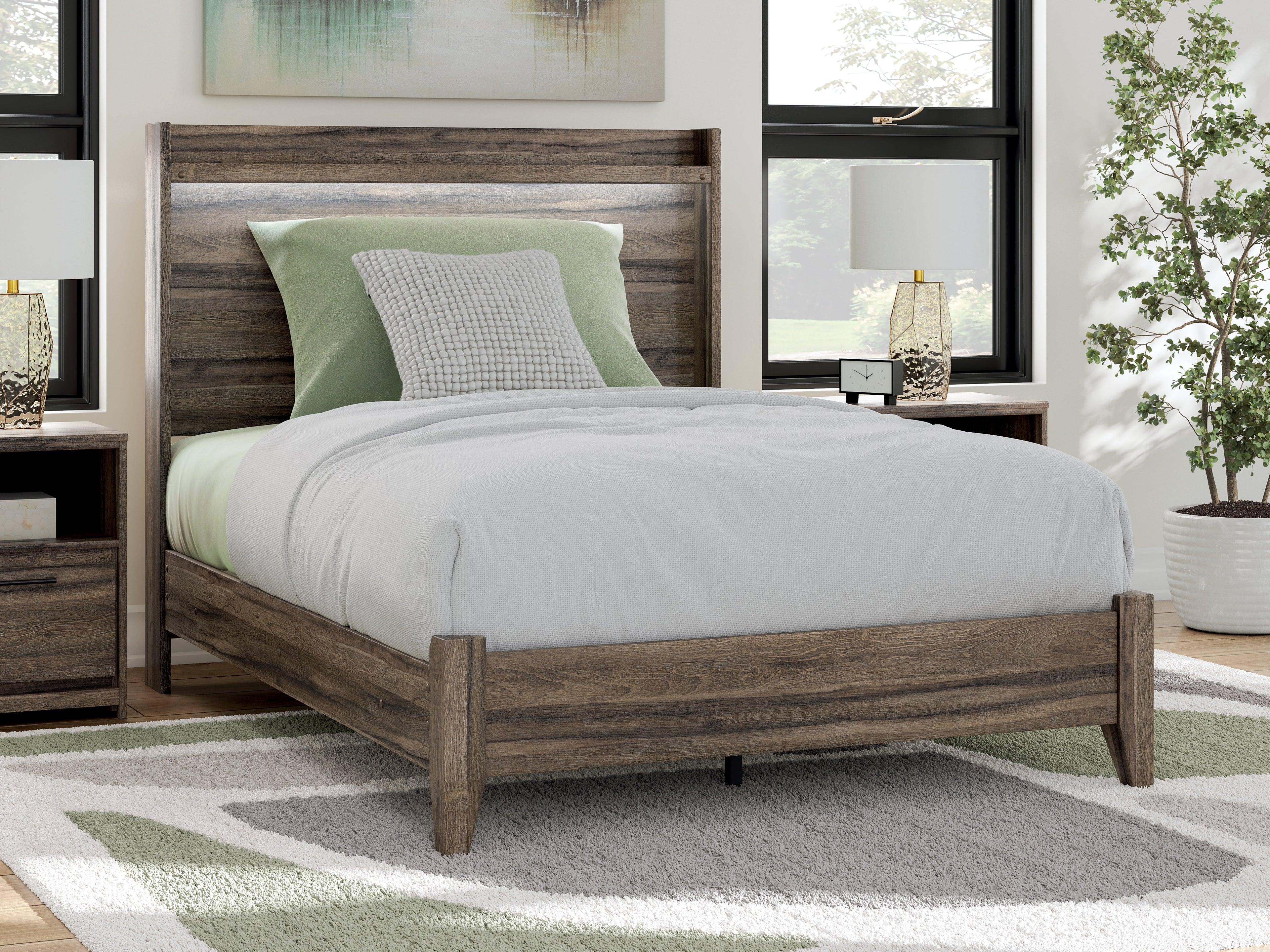 Elbrim Brown Full Panel Bed, Dresser and Mirror