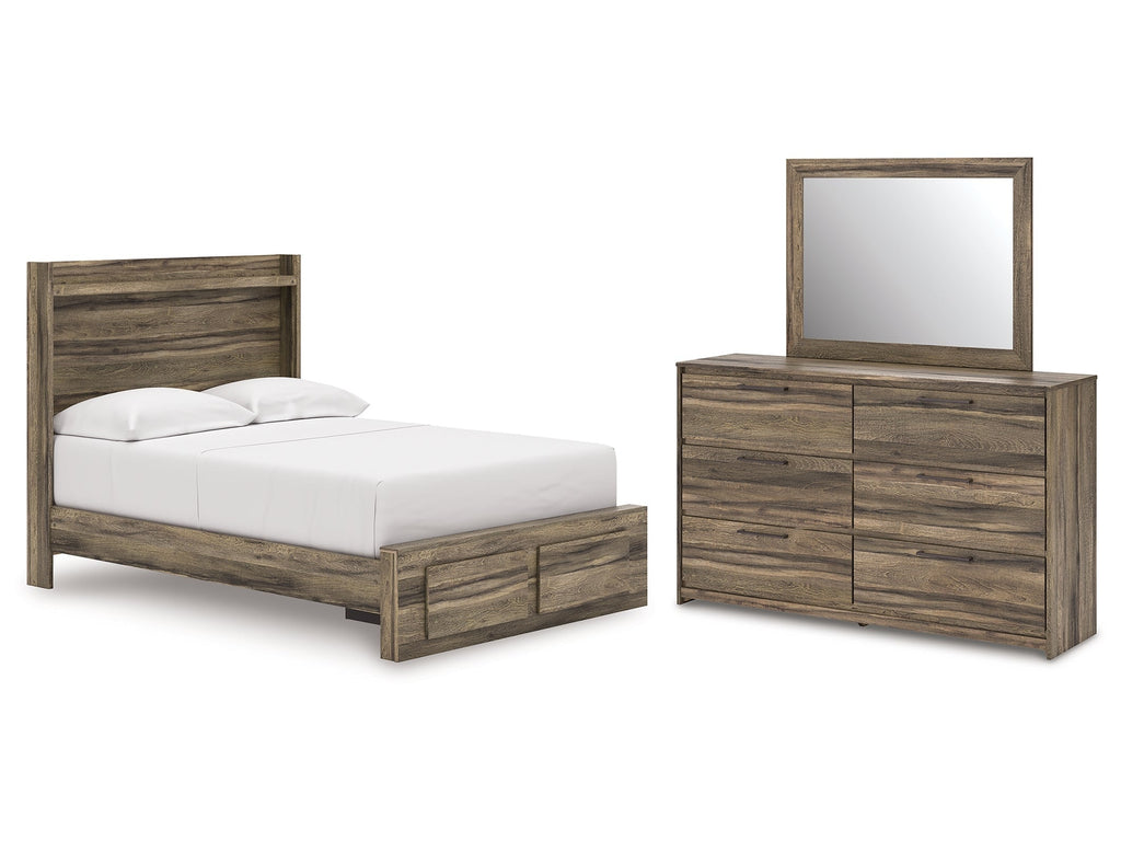 Elbrim Brown Full Panel Storage Bed, Dresser and Mirror