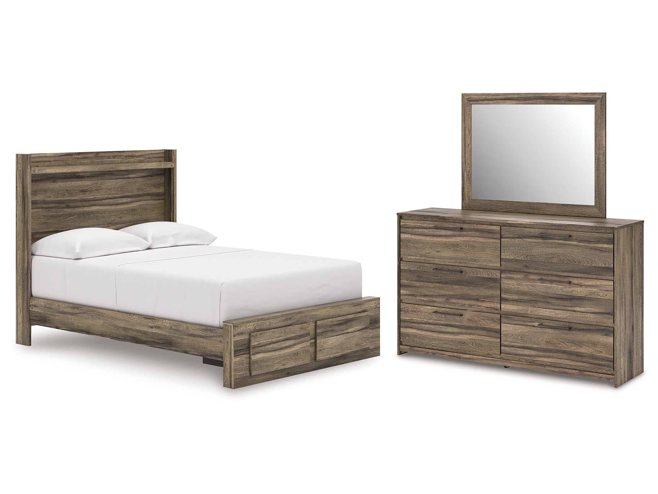Elbrim Brown Full Panel Storage Bed, Dresser and Mirror