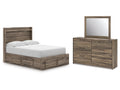 Elbrim Brown Full Panel Storage Bed, Dresser and Mirror