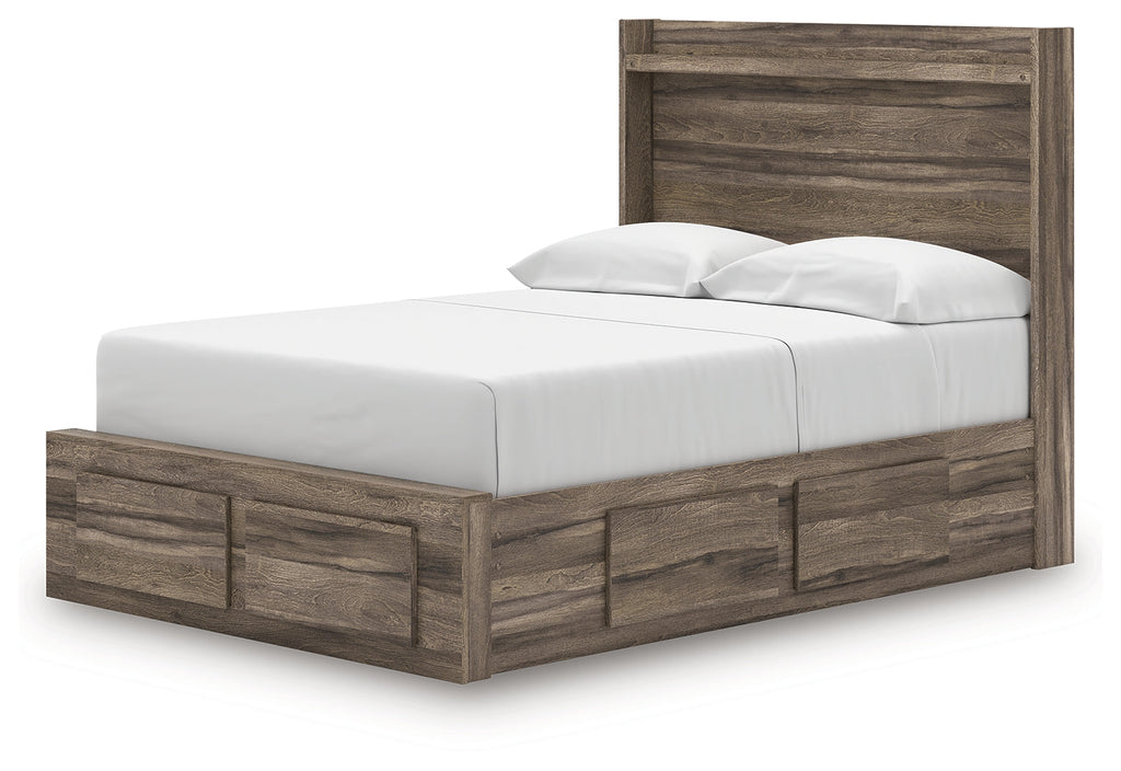 Elbrim Brown Full Panel Storage Bed, Dresser and Mirror