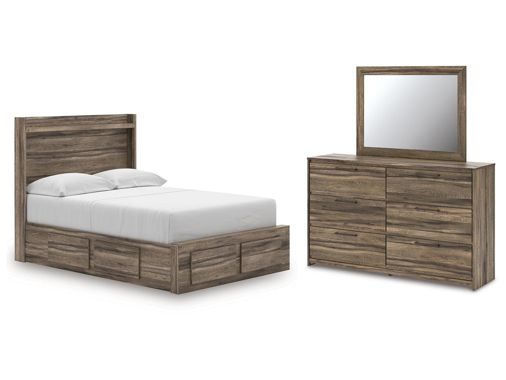 Elbrim Brown Full Panel Storage Bed, Dresser and Mirror