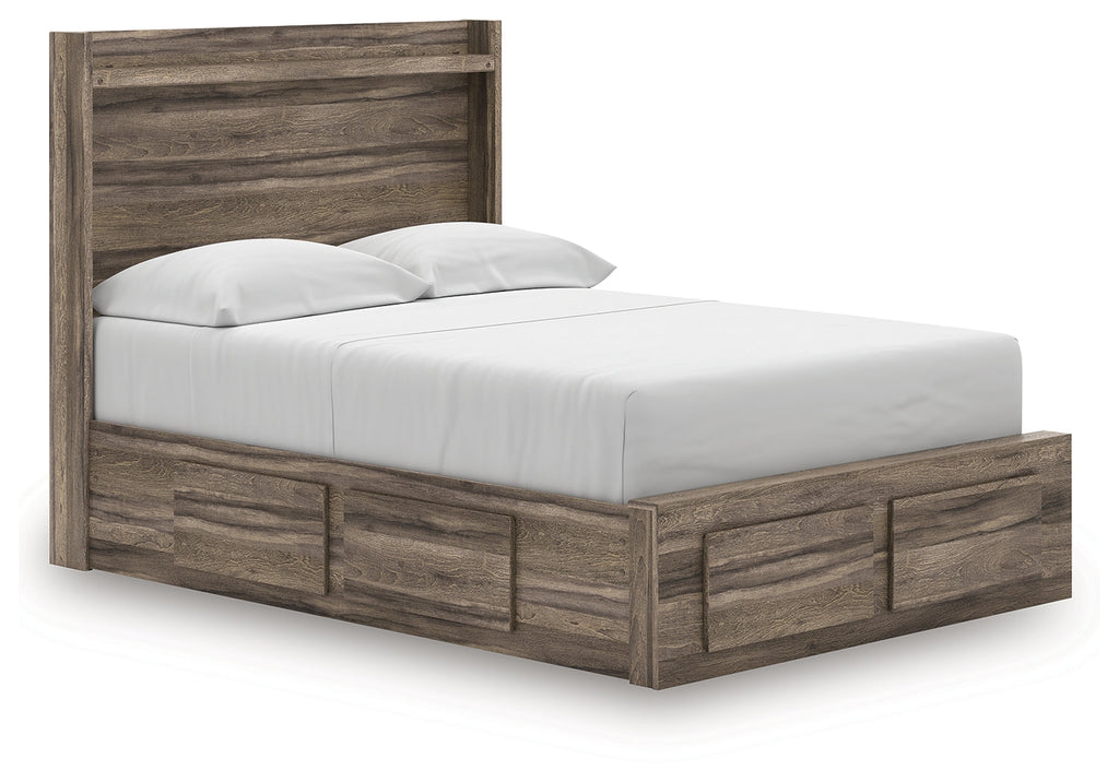Elbrim Brown Full Panel Storage Bed, Dresser and Mirror