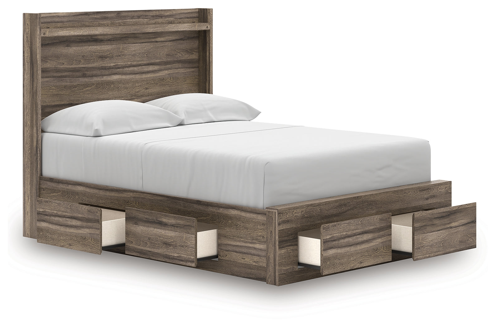 Elbrim Brown Full Panel Storage Bed, Dresser and Mirror
