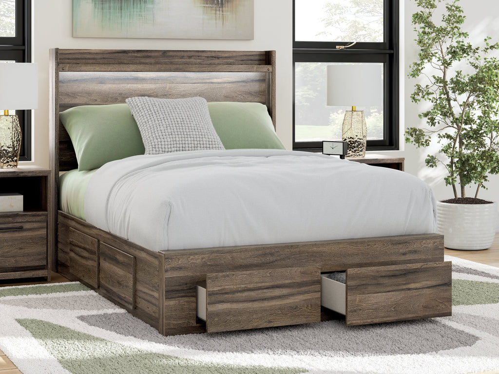 Elbrim Brown Full Panel Storage Bed, Dresser and Mirror