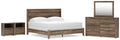 Elbrim King Panel Bed, Dresser, Mirror and 2 Nightstands, Brown
