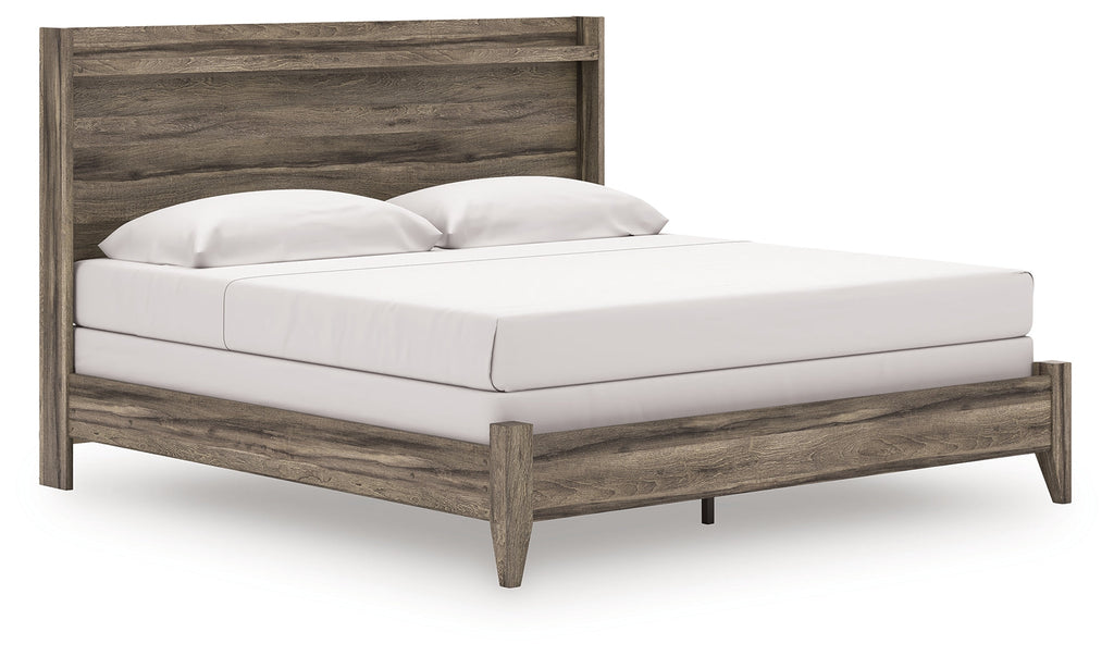 Elbrim King Panel Bed, Dresser, Mirror and 2 Nightstands, Brown