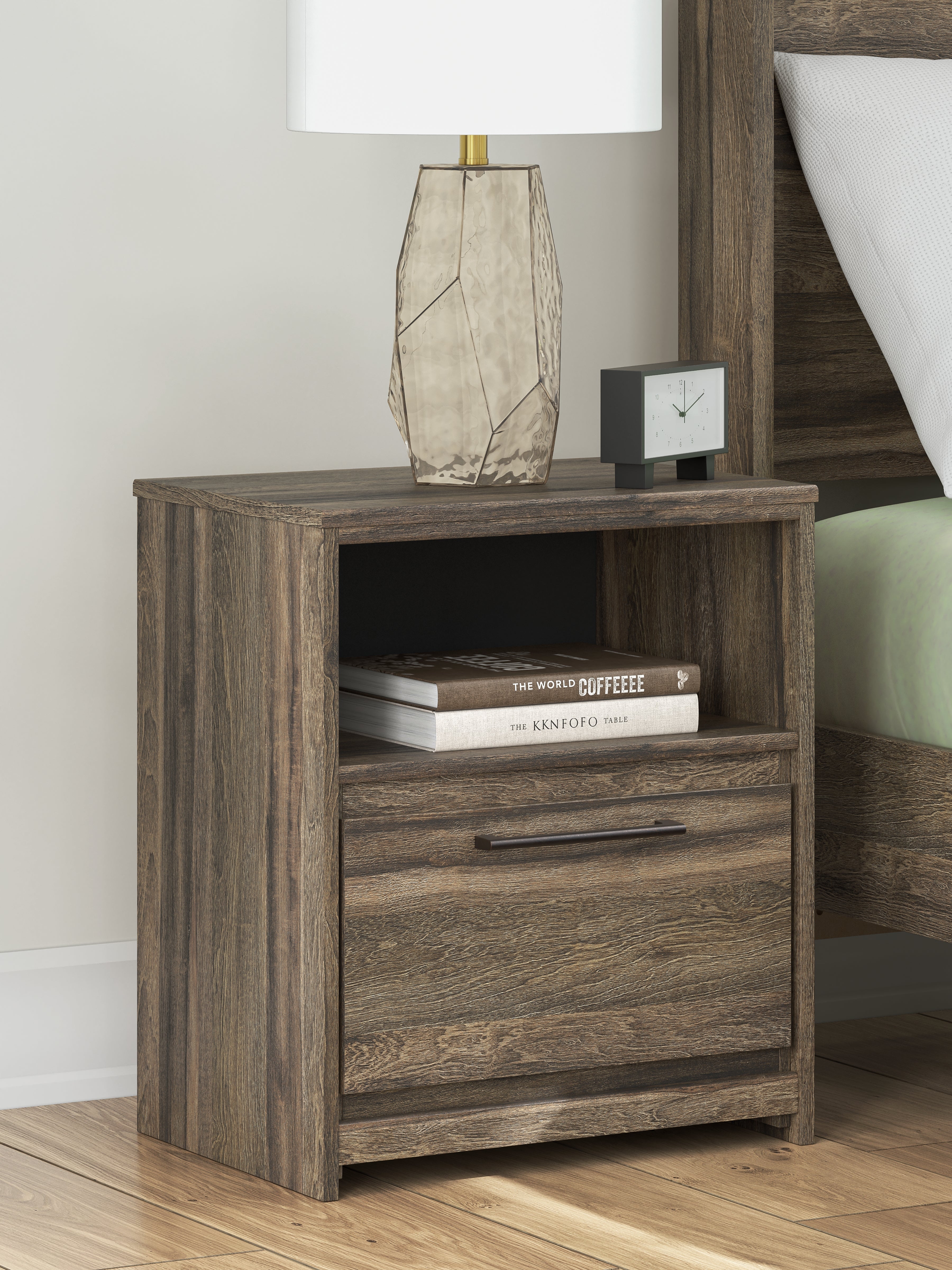 Elbrim King Panel Bed, Dresser, Mirror and 2 Nightstands, Brown