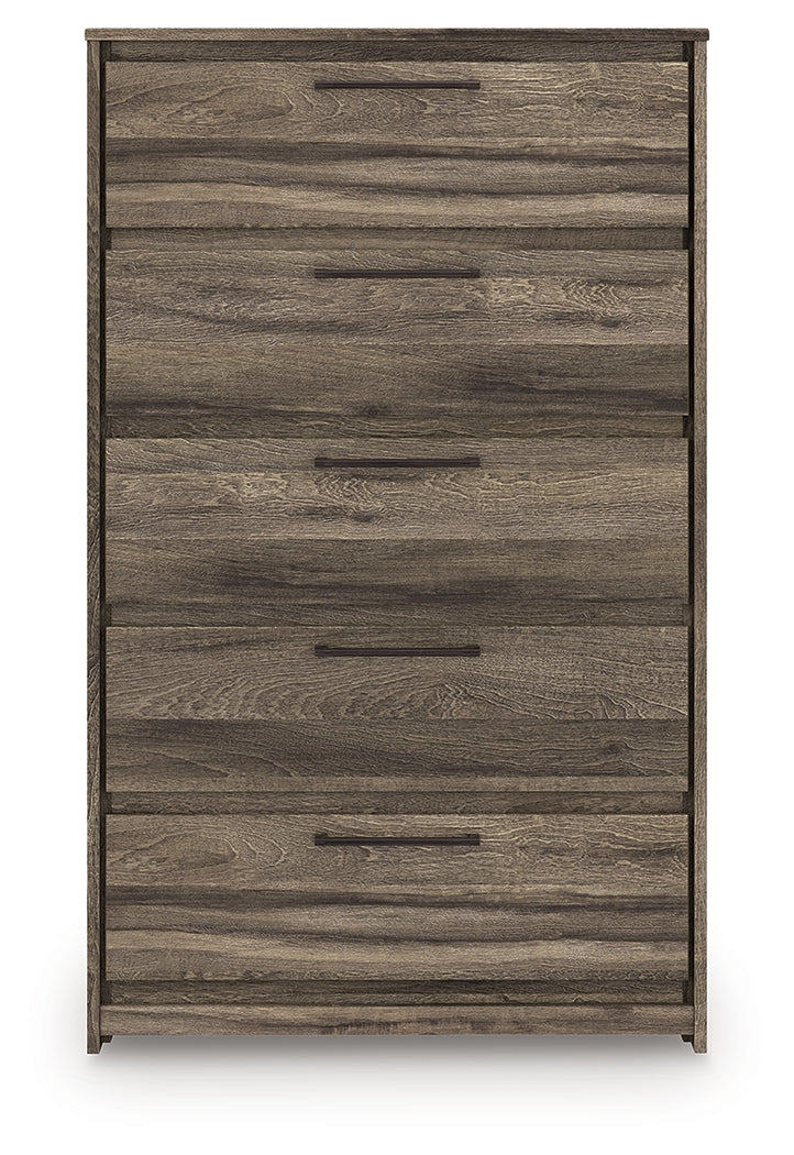 Elbrim Brown King Panel Storage Bed, Chest and Nightstand