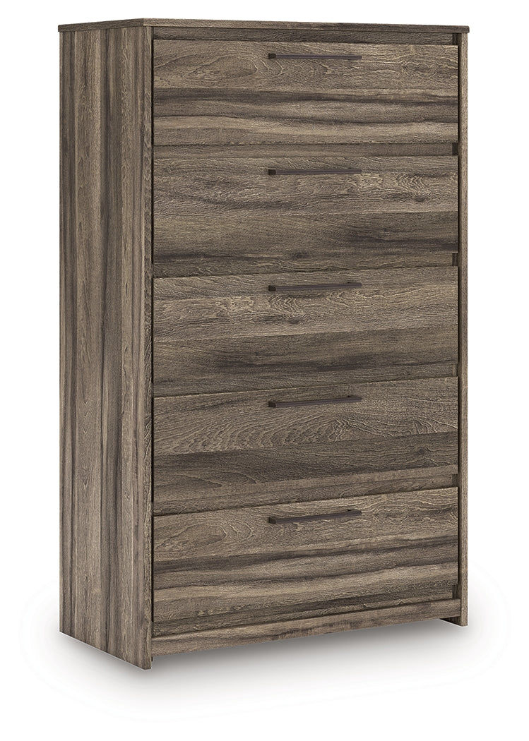 Elbrim Brown King Panel Storage Bed, Chest and Nightstand