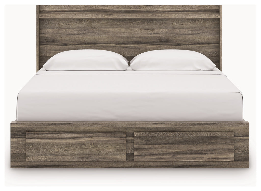 Elbrim Brown King Panel Storage Bed, Chest and Nightstand