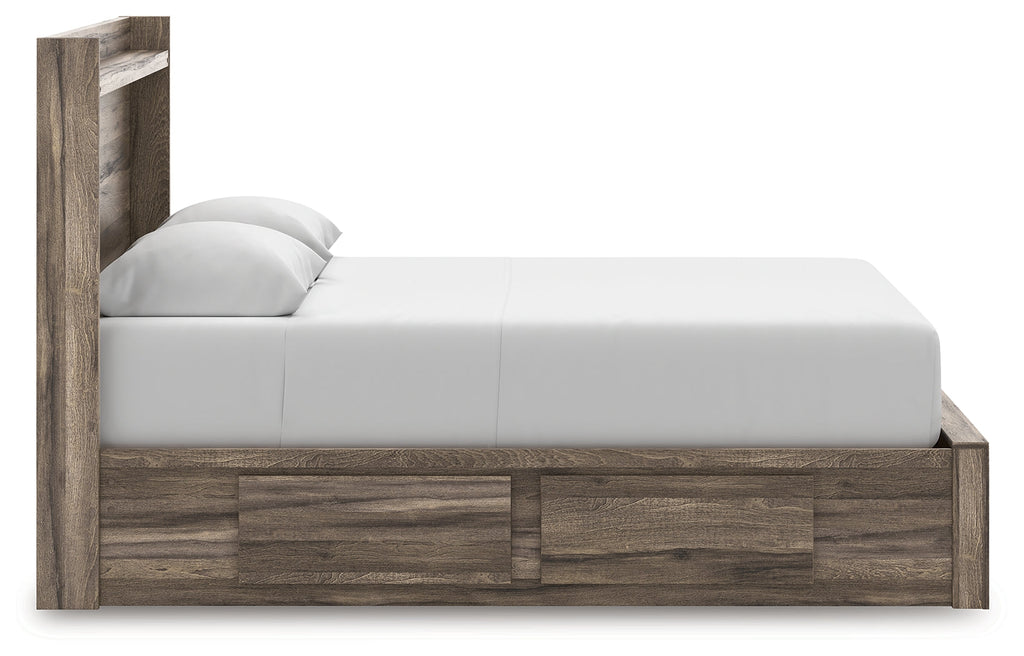 Elbrim Brown Queen Panel 4 Storage Bed, Dresser and Mirror