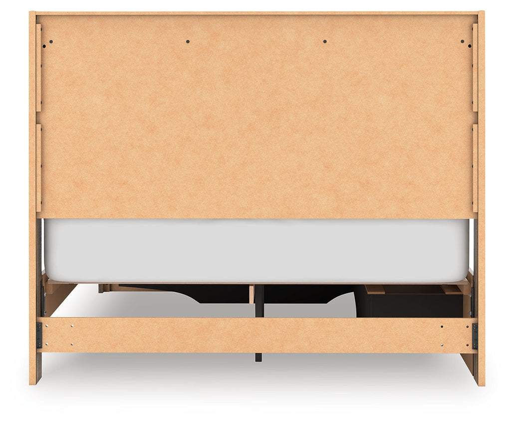 Elbrim Brown Queen Panel 4 Storage Bed, Dresser and Mirror