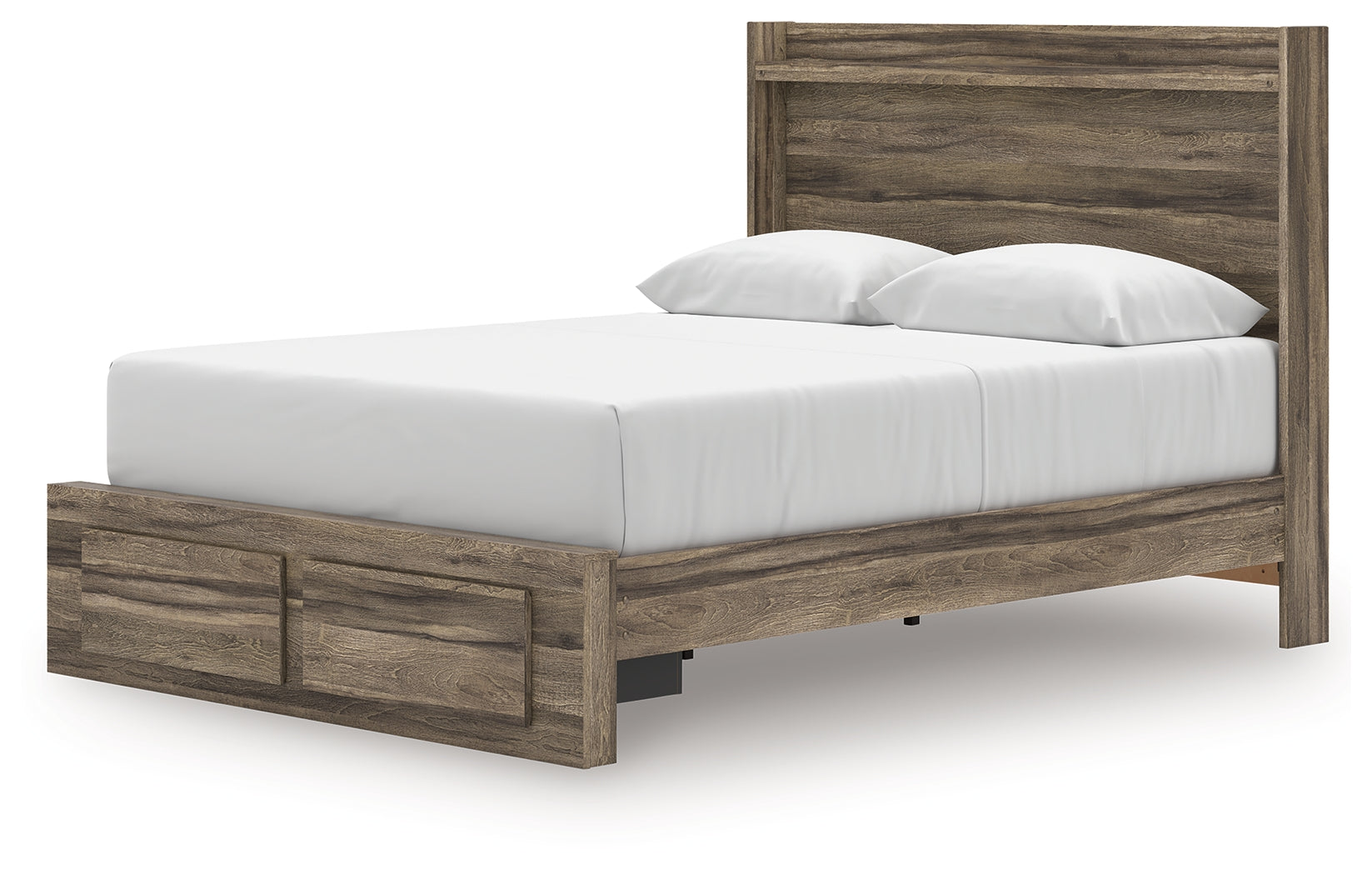 Elbrim Brown Queen Panel 4 Storage Bed, Dresser and Mirror
