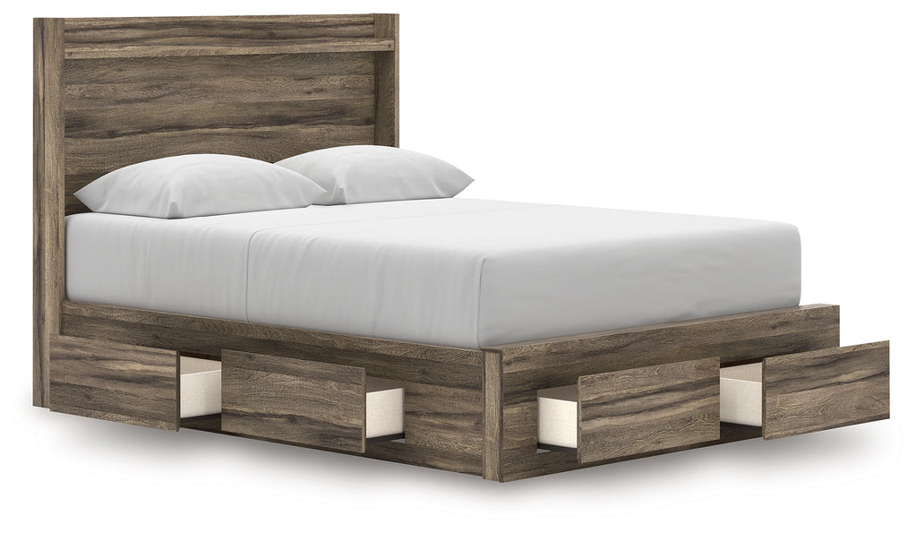 Elbrim Brown Queen Panel 6 Storage Bed, Dresser and Mirror