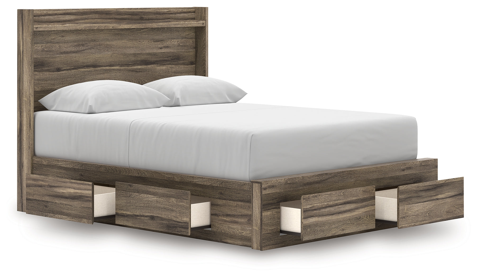 Elbrim Brown Queen Panel 6 Storage Bed, Dresser and Mirror