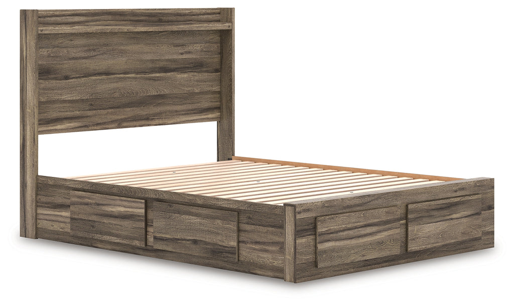 Elbrim Brown Queen Panel 6 Storage Bed, Dresser and Mirror