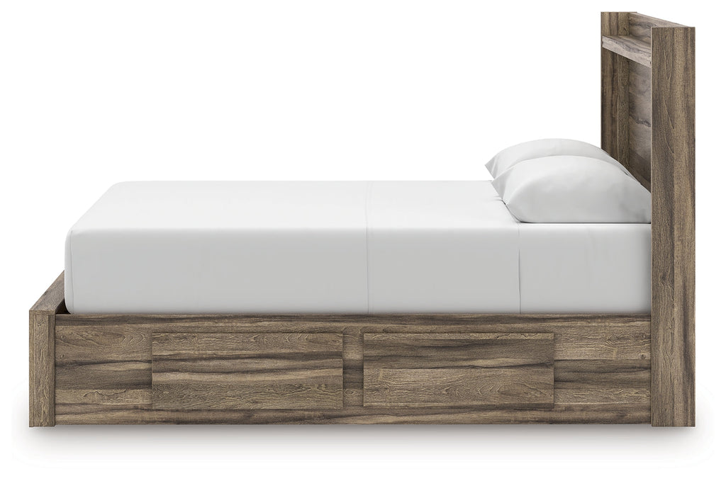 Elbrim Brown Queen Panel 6 Storage Bed, Dresser and Mirror