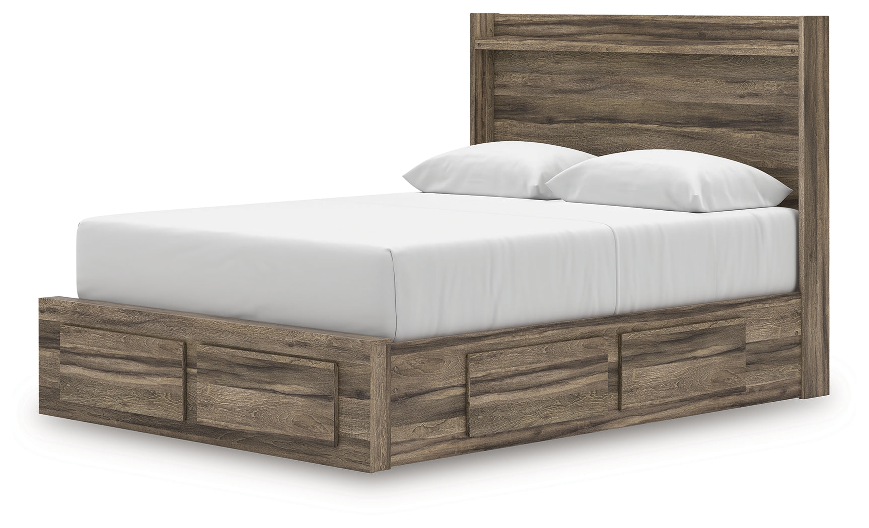 Elbrim Brown Queen Panel 6 Storage Bed, Dresser and Mirror