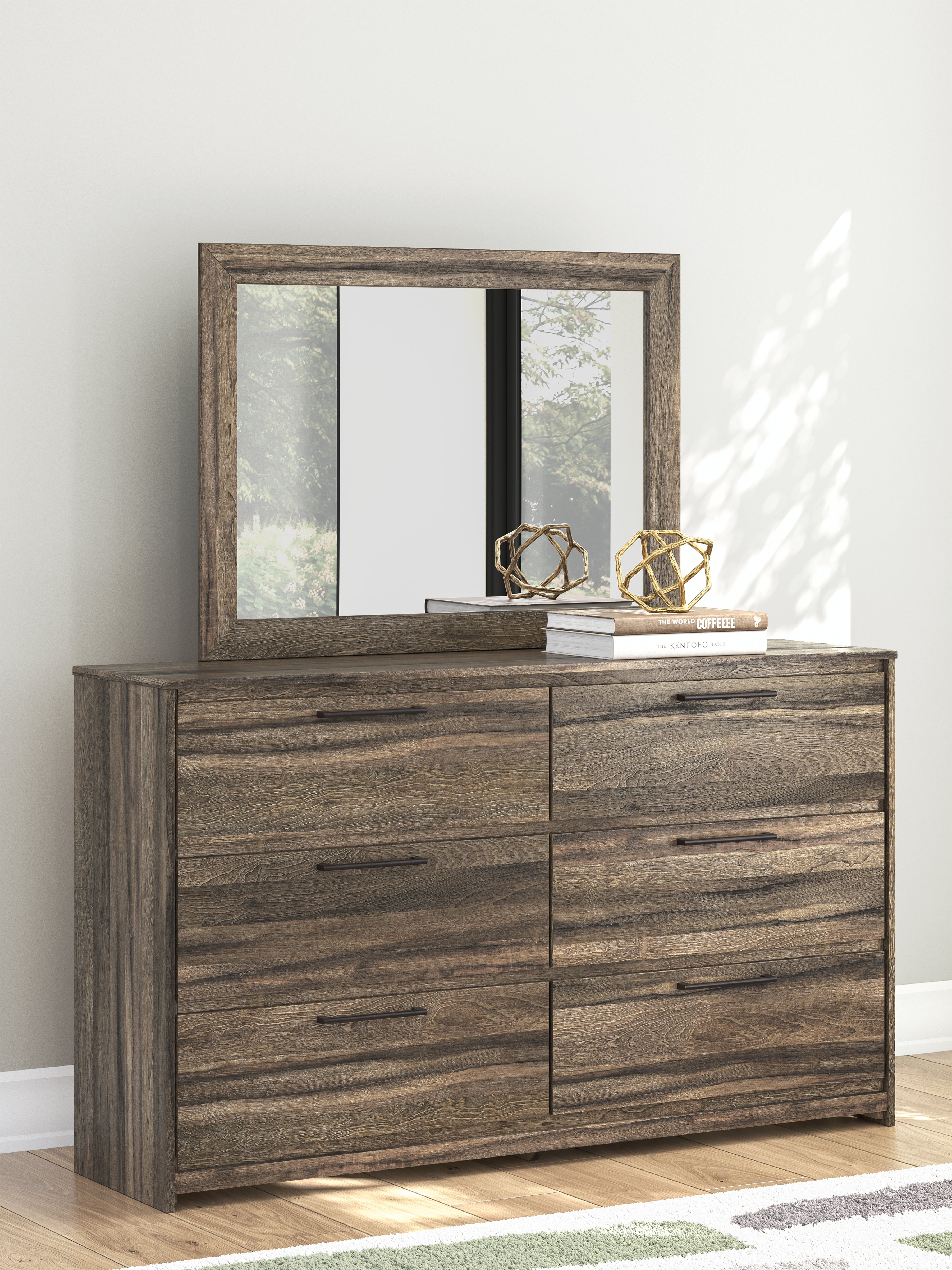 Elbrim Brown Queen Panel Bed, Dresser and Mirror