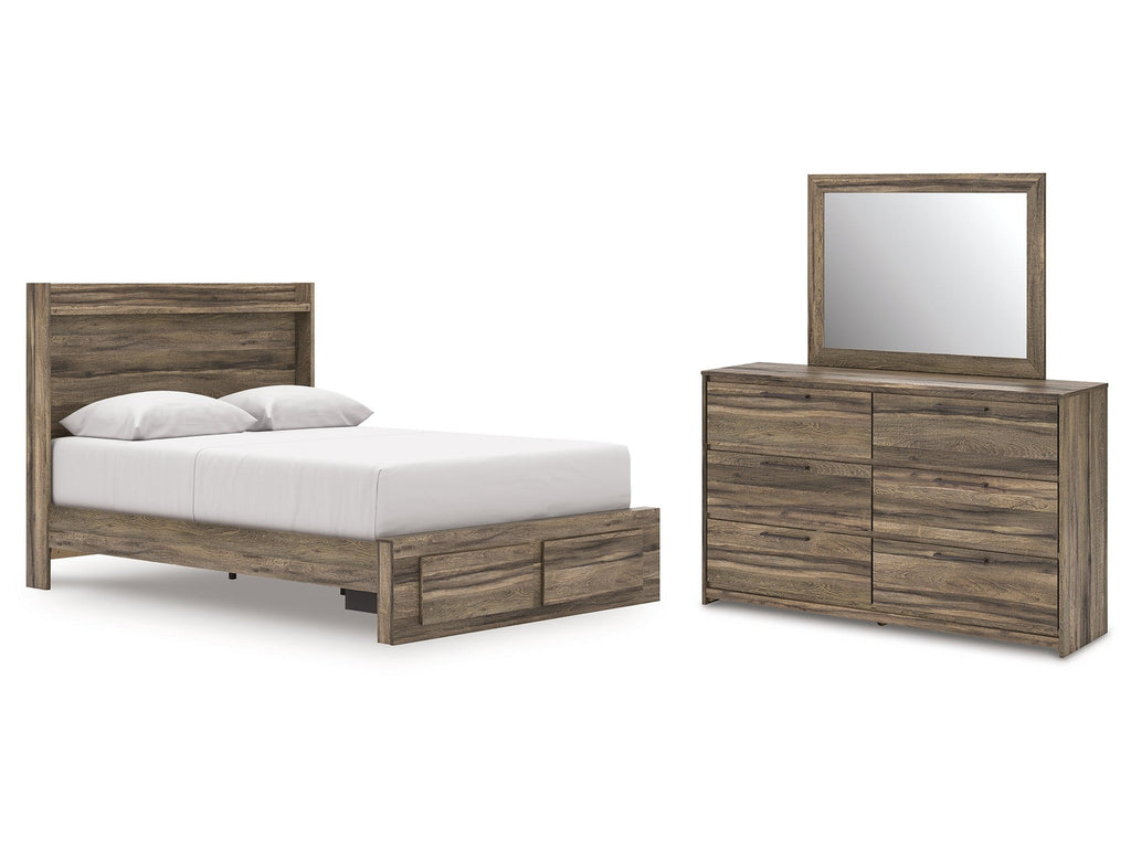 Elbrim Brown Queen Panel Storage Bed, Dresser and Mirror