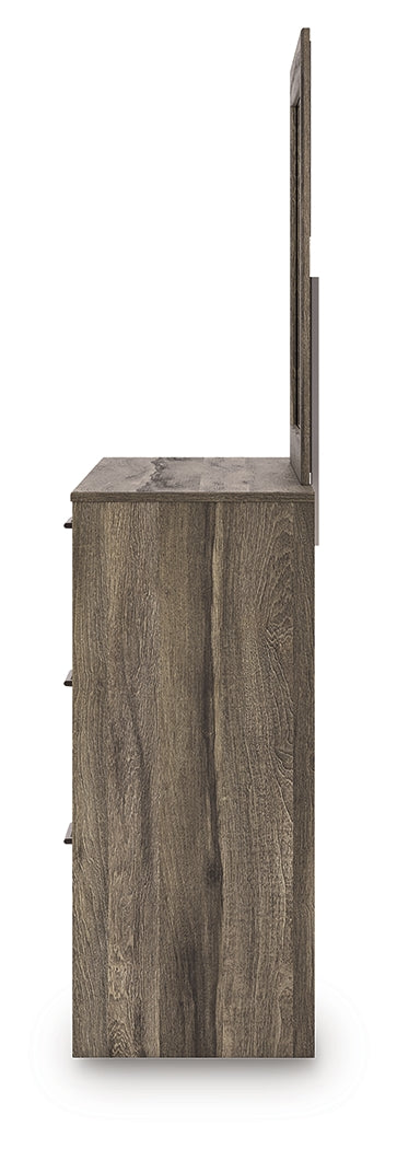 Elbrim Brown Queen Panel Storage Bed, Dresser and Mirror