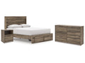 Elbrim Queen Panel Storage Bedroom Set, Brown