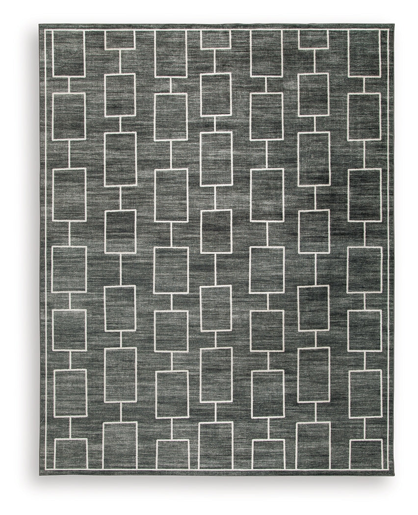Elderland Black/Gray Washable Large Rug