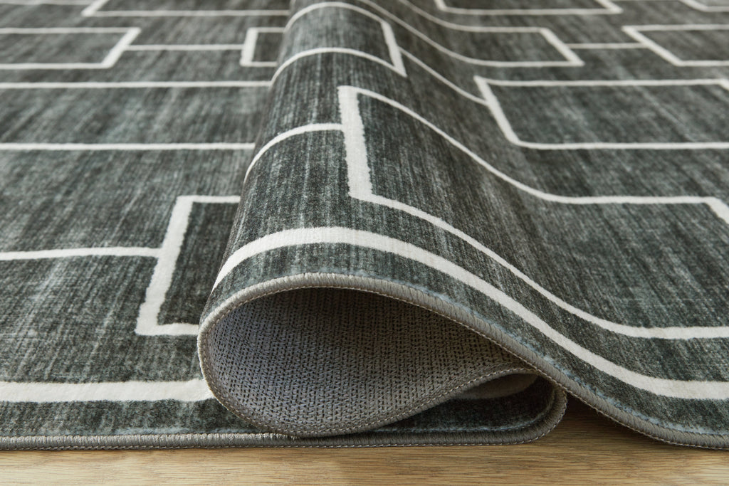 Elderland Black/Gray Washable Medium Rug
