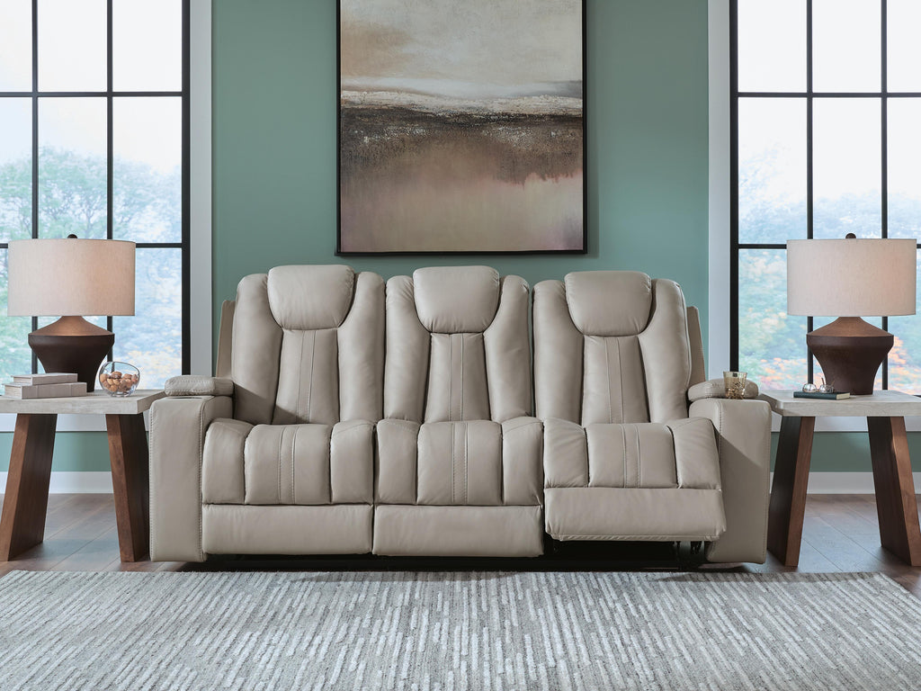 Elevate Edges Coin Reclining Sofa with Drop Down Table