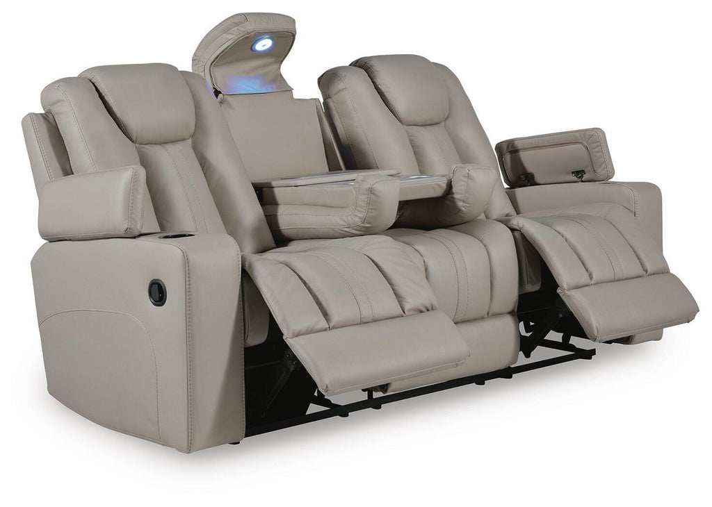 Elevate Edges Coin Reclining Sofa with Drop Down Table