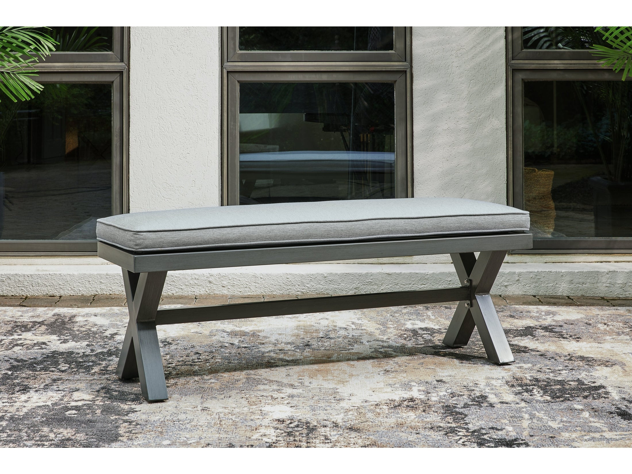 Elite Park Gray Outdoor Bench w/ Cushion