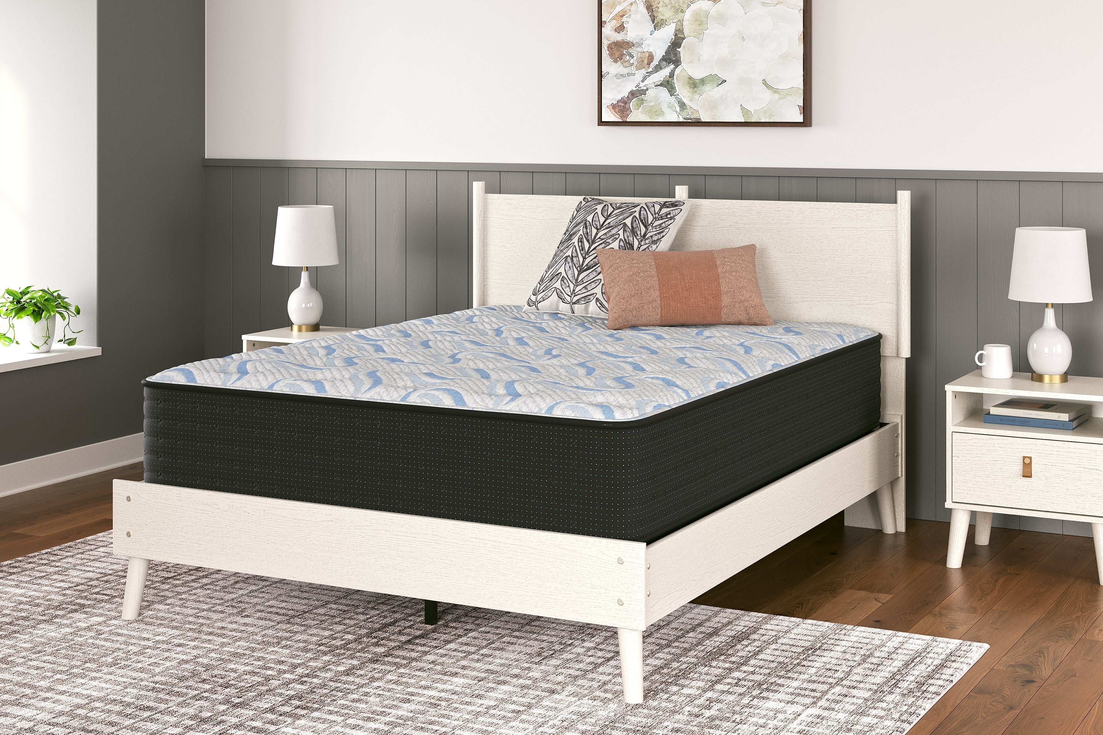 Elite Springs Plush Gray/Blue Queen Mattress