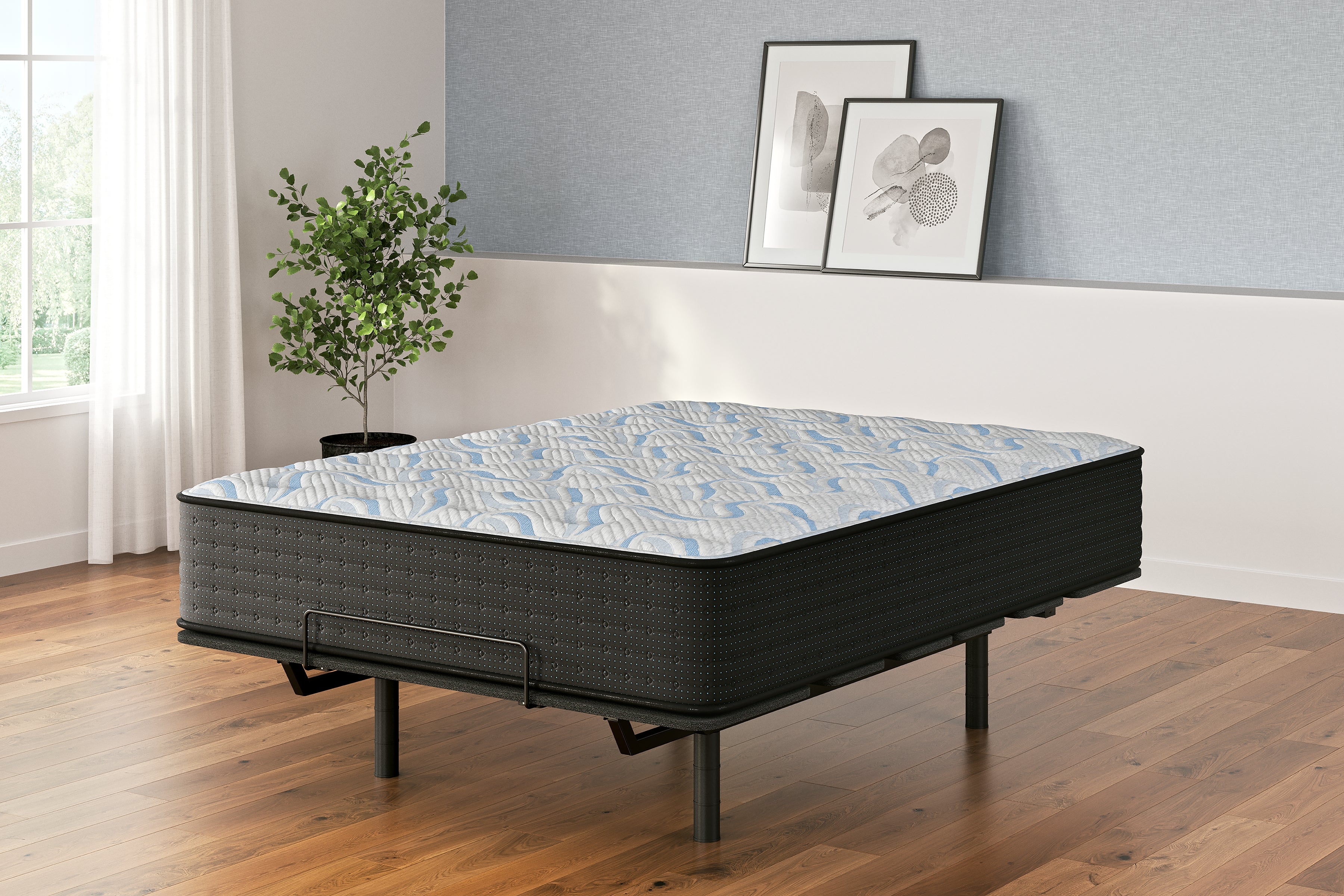 Elite Springs Plush Gray/Blue Queen Mattress