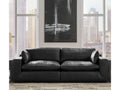 Emilia Black Leather 2pc Modular Sectional Loveseat