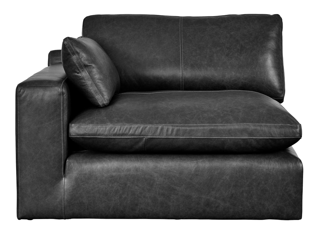 Emilia Black Leather 2pc Modular Sectional Loveseat