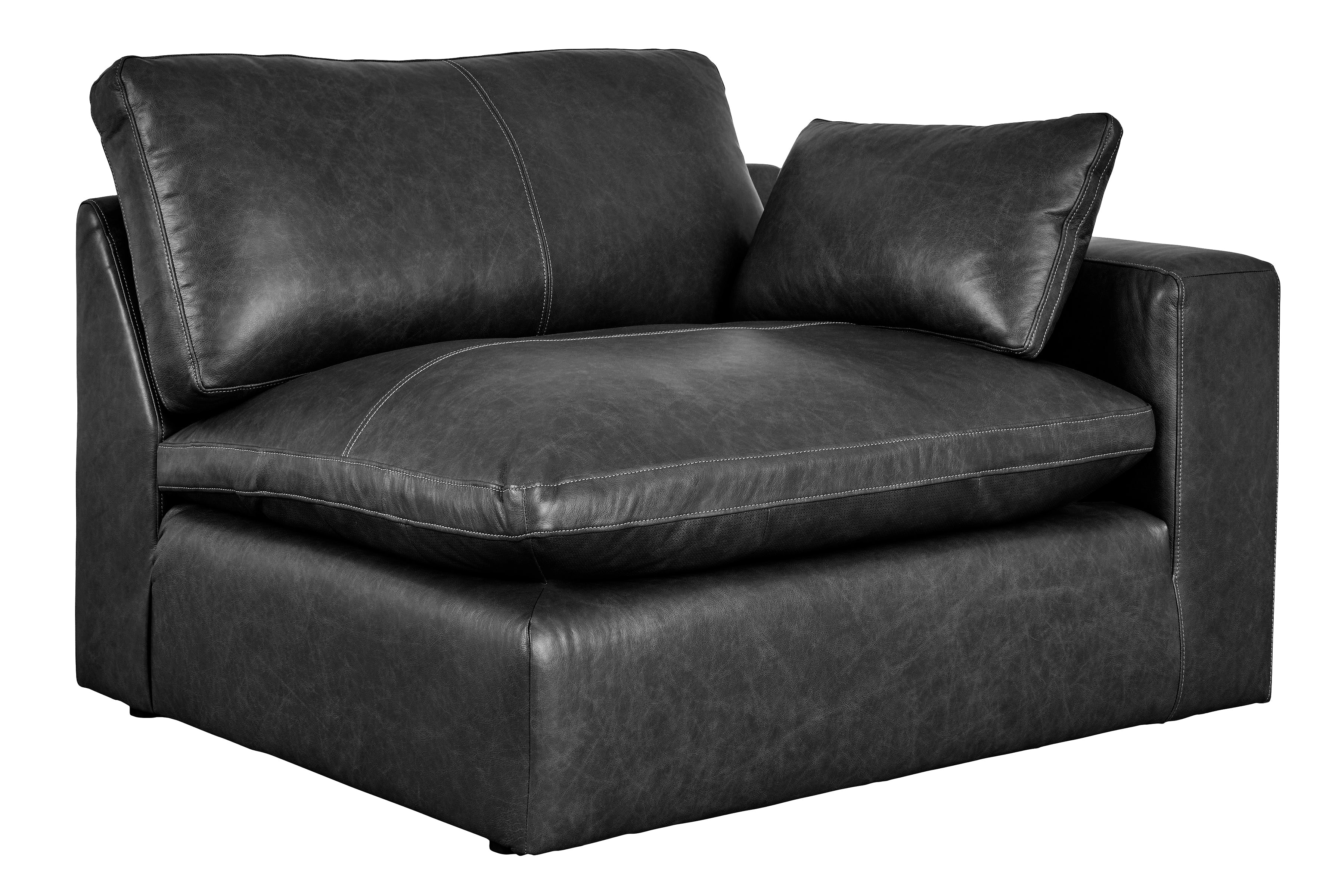 Emilia Black Leather 5pc Modular Sectional