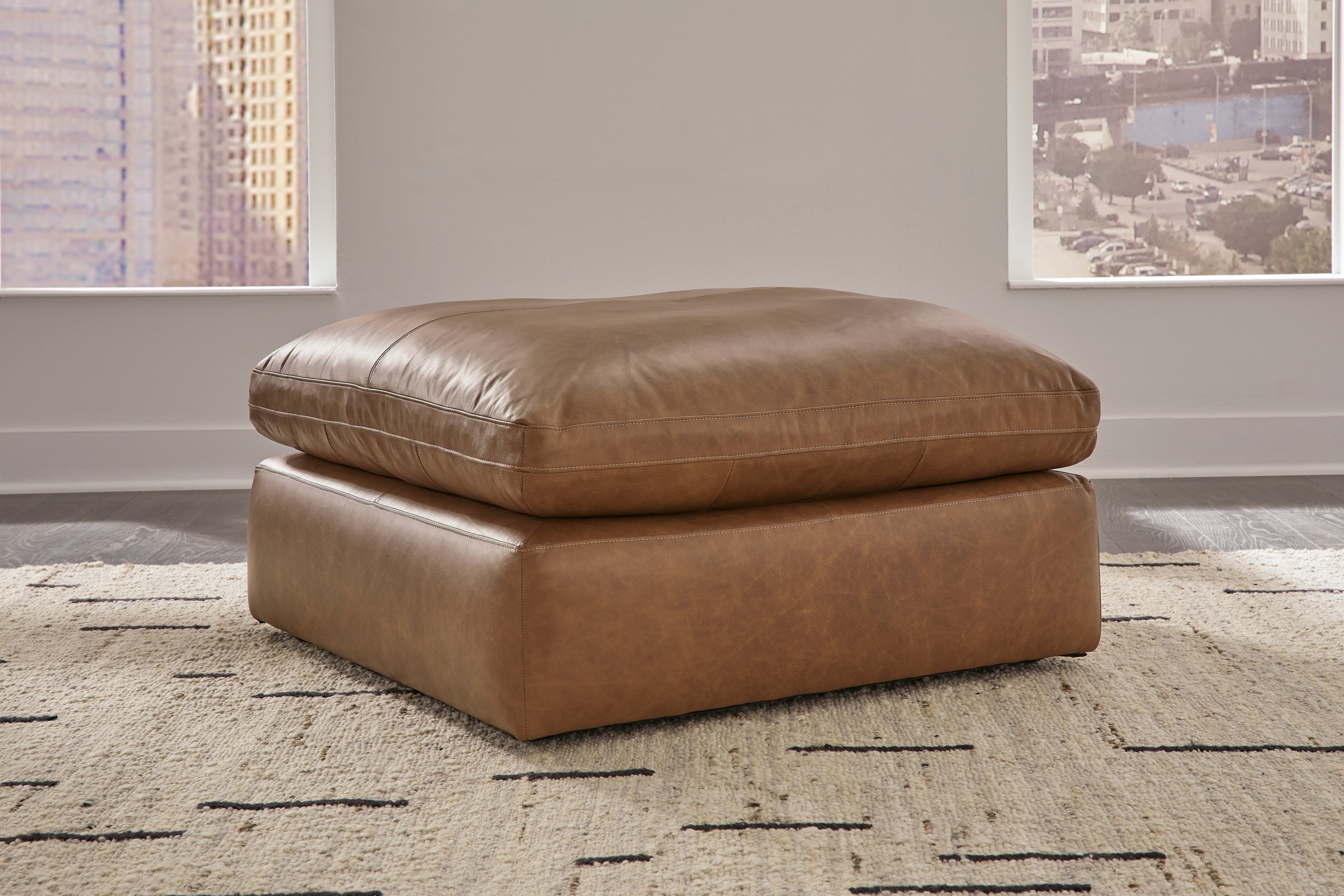 Emilia Caramel 3-Piece Sectional and 2 Ottomans