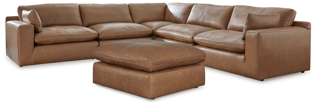 Emilia Caramel 5-Piece Sectional and Ottoman