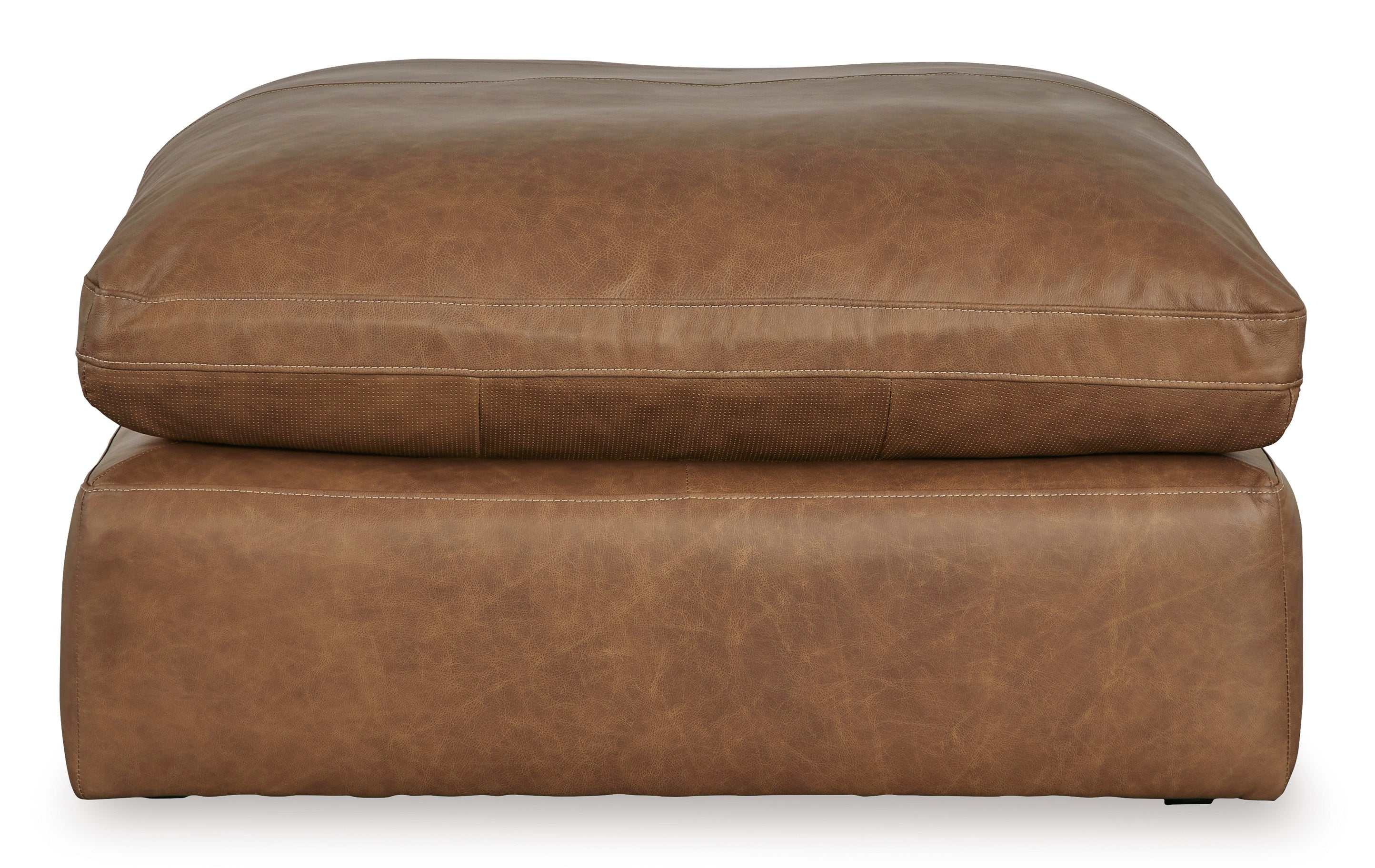 Emilia Caramel Leather 3pc Modular Sectional w/ Ottoman