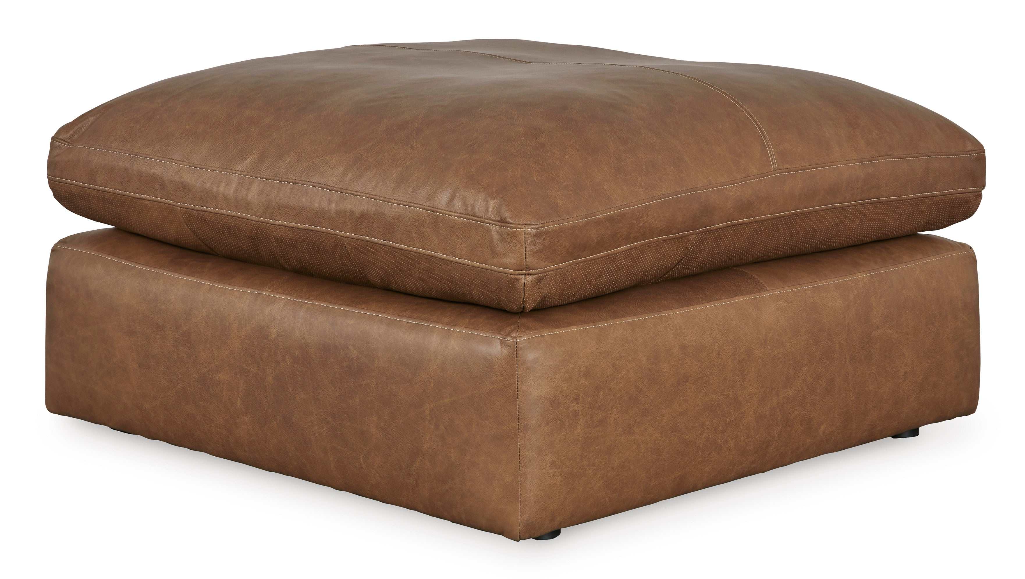 Emilia Caramel Leather 3pc Modular Sectional w/ Ottoman