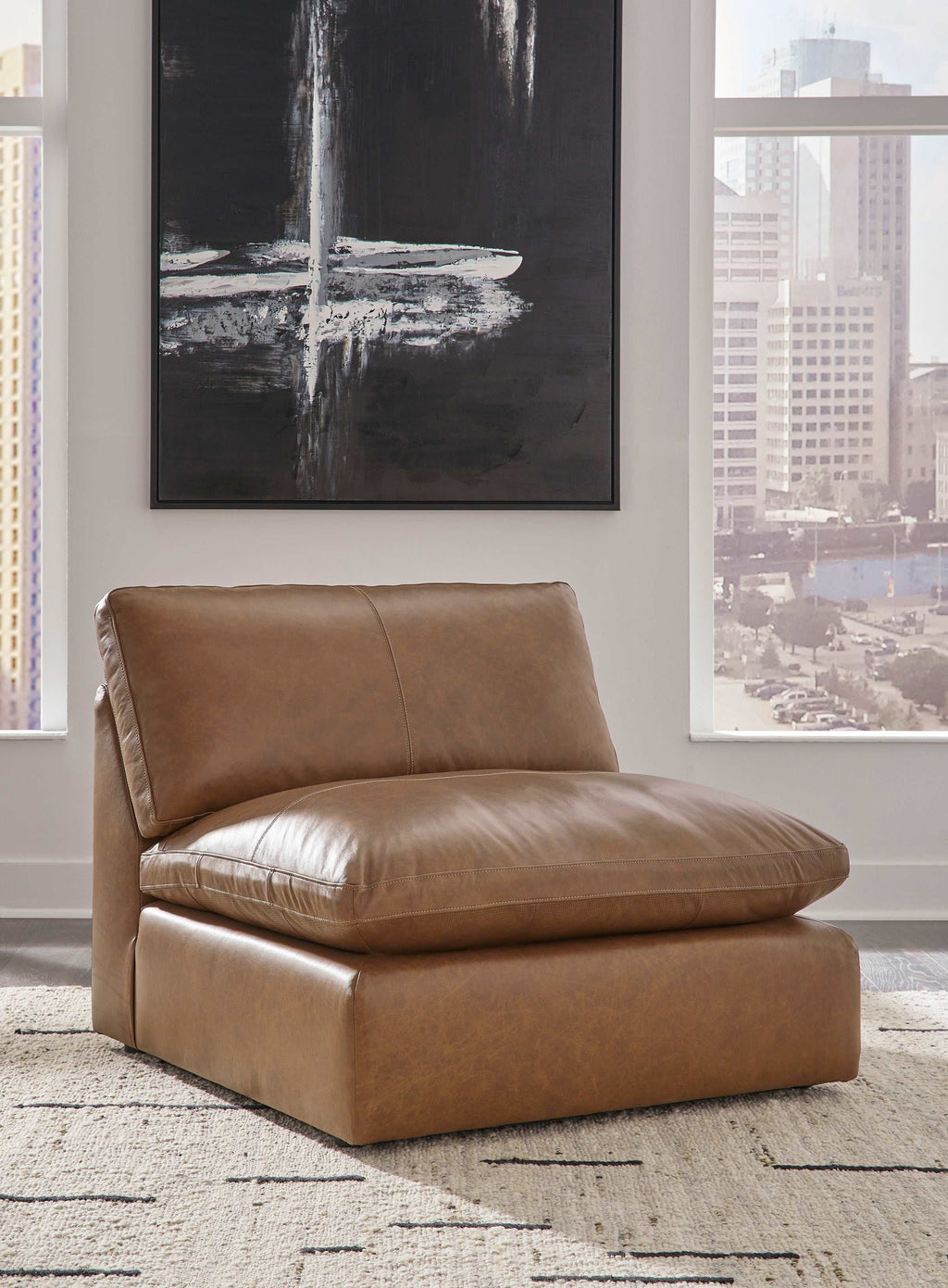 Emilia Caramel Leather 4pc Modular Sectional Sofa