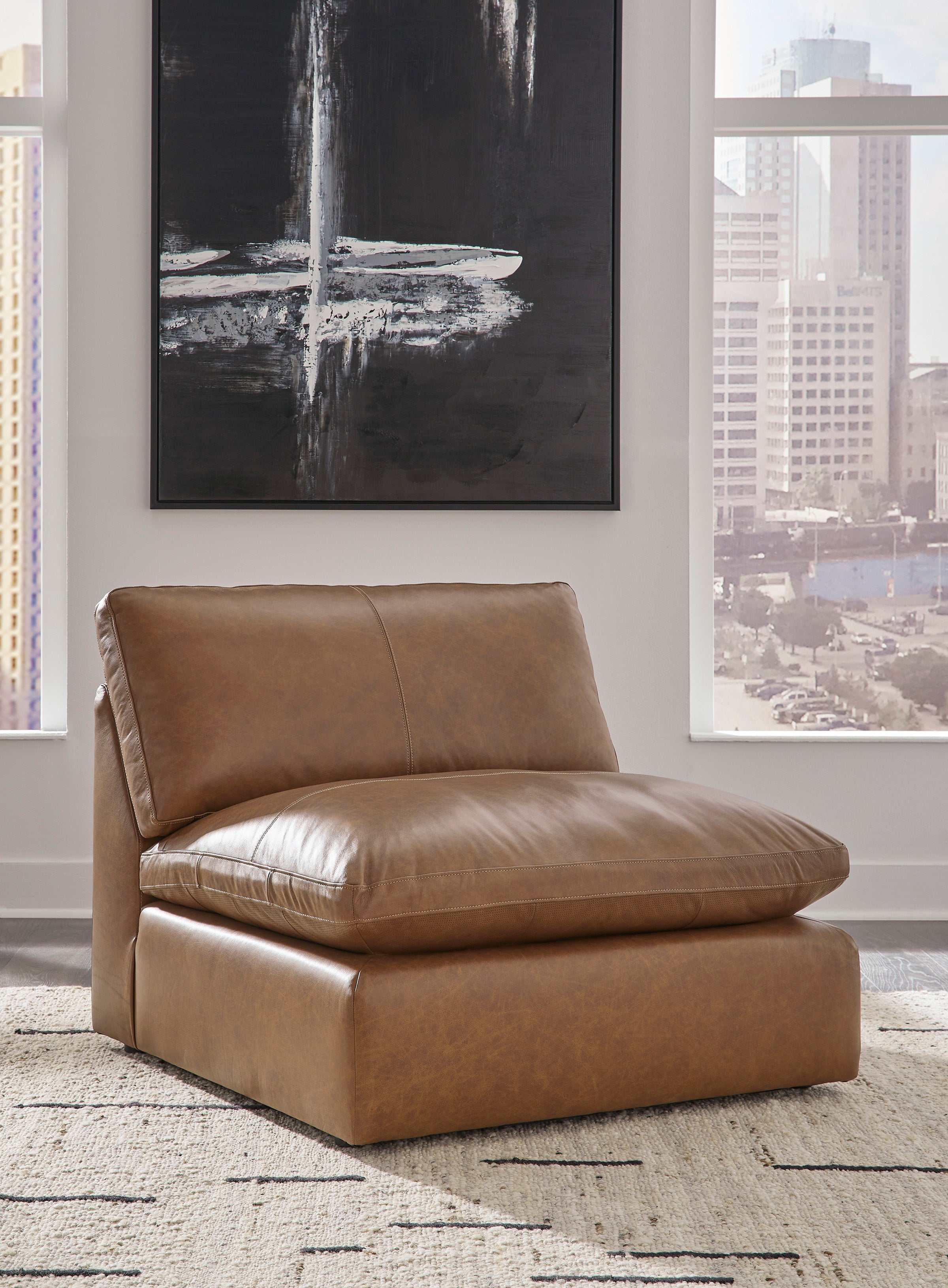 Emilia Caramel Leather 4pc Modular Sectional Sofa