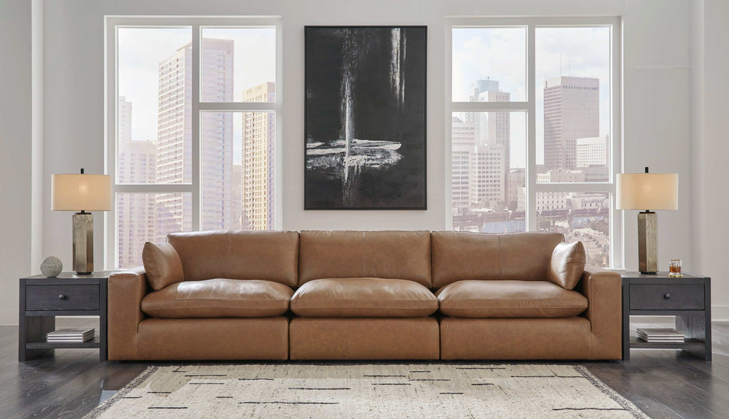 Emilia Caramel Leather 5pc Modular Sectional Living Room Set