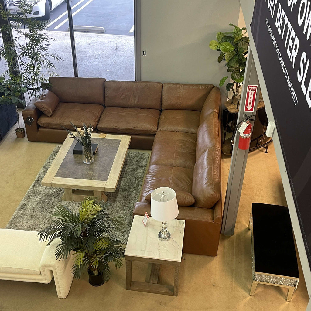 Emilia Caramel Leather 5pc Modular Sectional