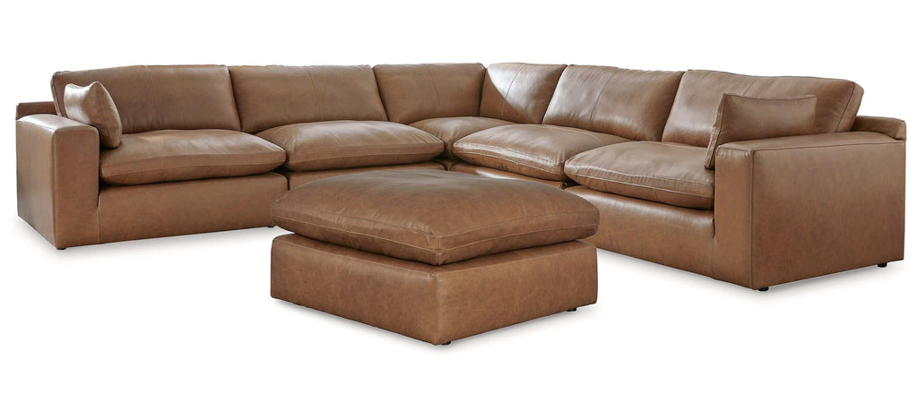 Emilia Caramel Leather 5pc Modular Sectional