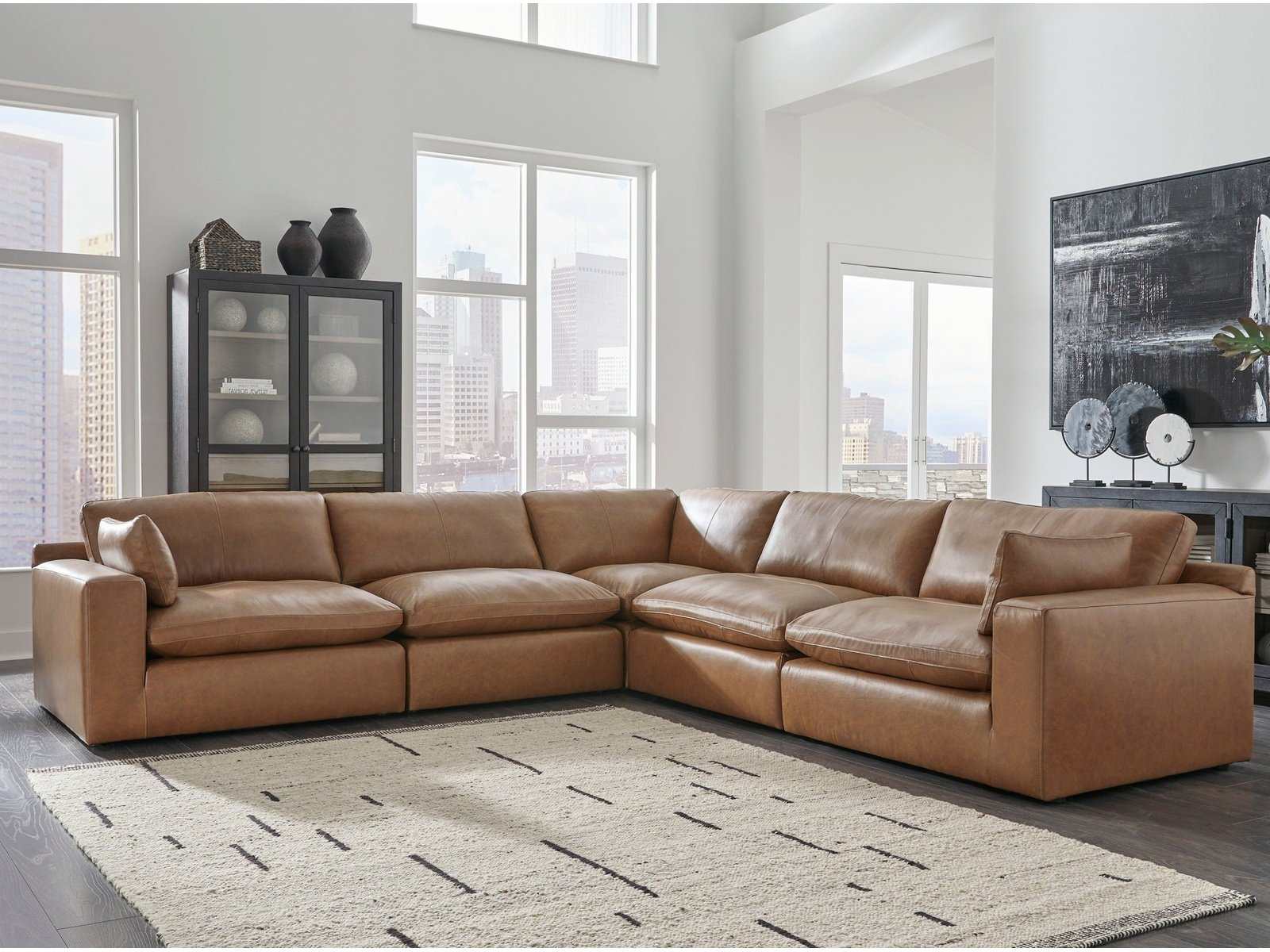 Emilia Caramel Leather Modular Sectional Units
